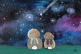 "Starry Sky Bunnies" Painting Print on Wrapped Canvas
