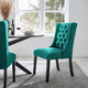 Side Dining Chair, Teal Blue, Fabric, Modern