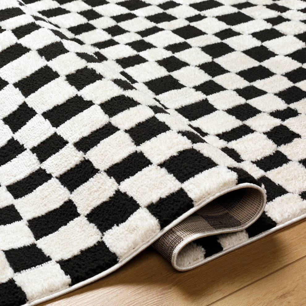 Surya Freud FEU-2302 Machine Woven Area Rug, Black, Ivory, 7'10" X 10'