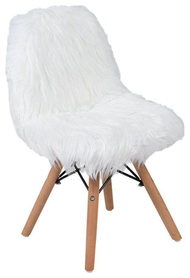 Kids Shaggy Dog Accent Chair, White