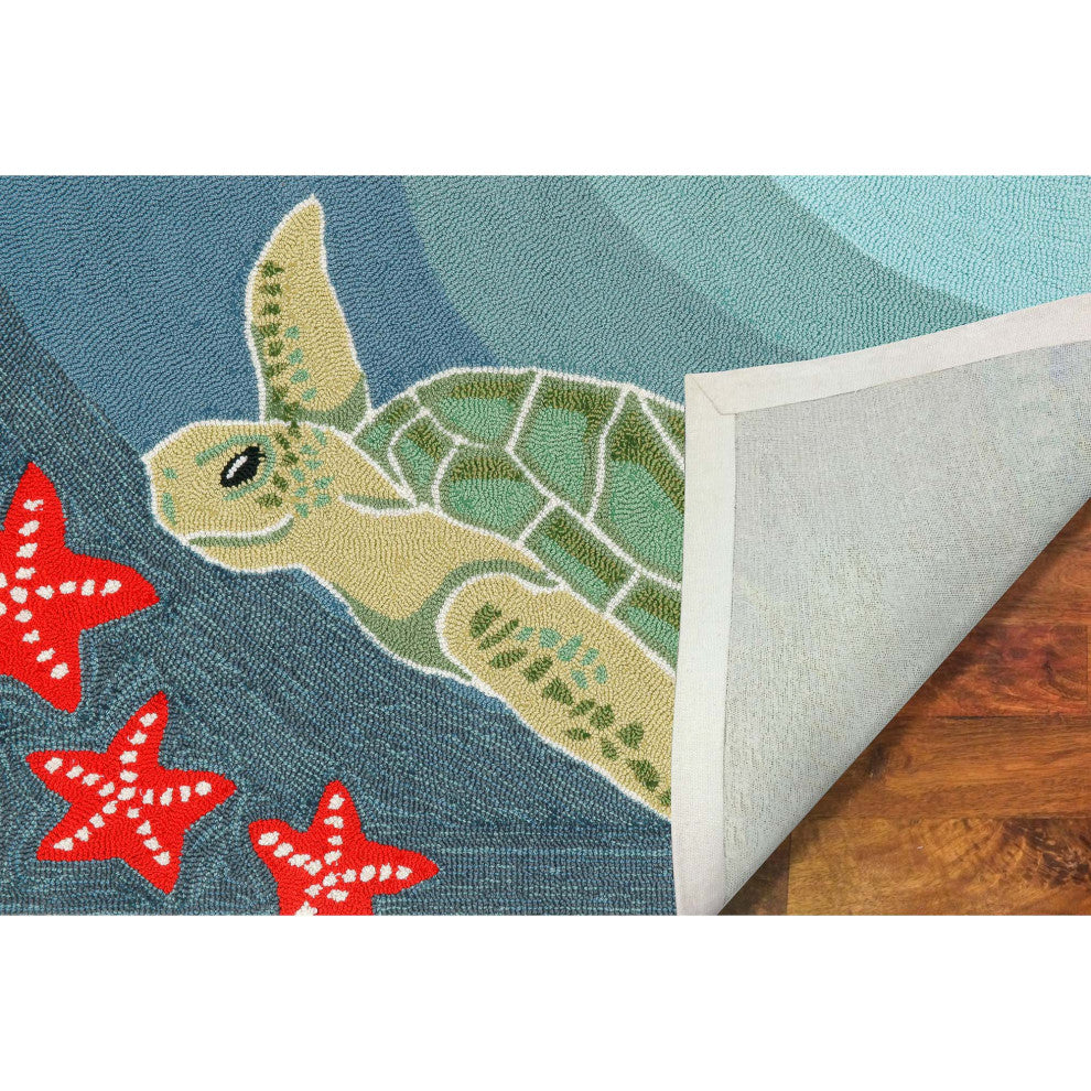 Frontporch Sea Turtle Mat, Ocean, 2'6x4'