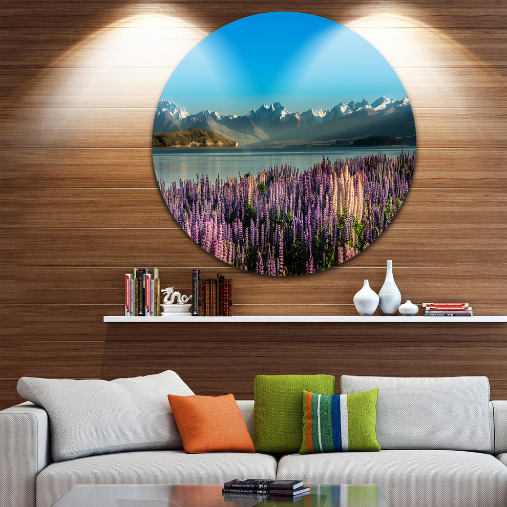 Incredible Mountains Waters And Flowers, Landscape Round Wall Art, 36"
