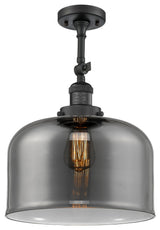 X-Large Bell 1-Light Semi-Flush Mount, Matte Black, Plated Smoke