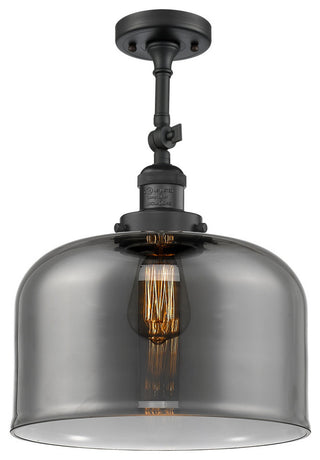 X-Large Bell 1-Light Semi-Flush Mount, Matte Black, Plated Smoke