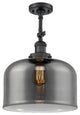 X-Large Bell 1-Light Semi-Flush Mount, Matte Black, Plated Smoke