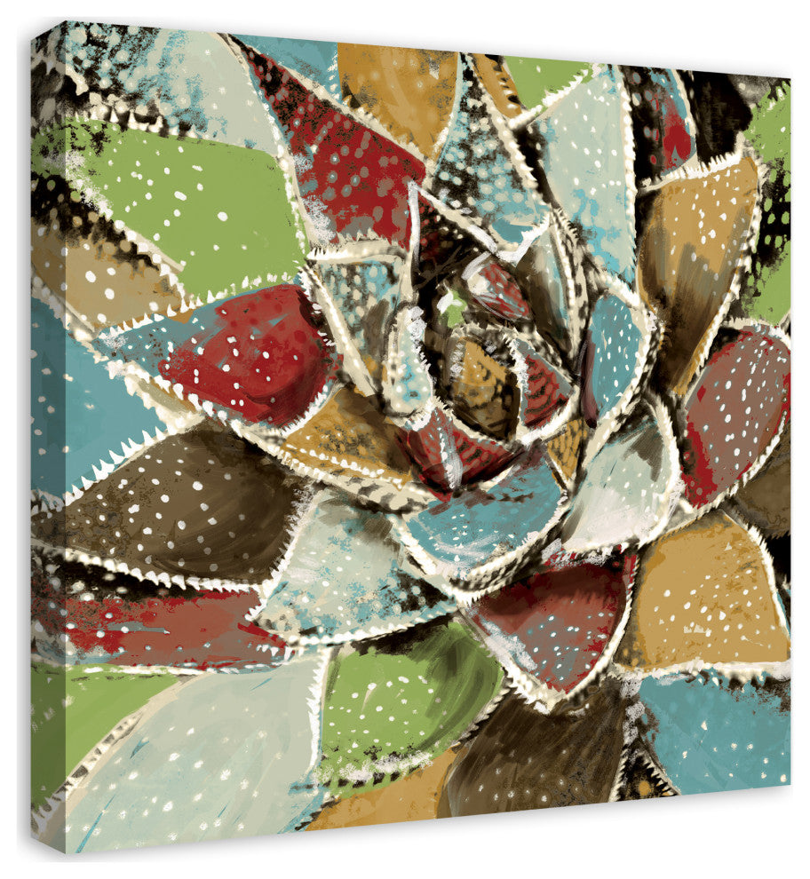 Bright Painted Succulent 24x24 Canvas Wall Art