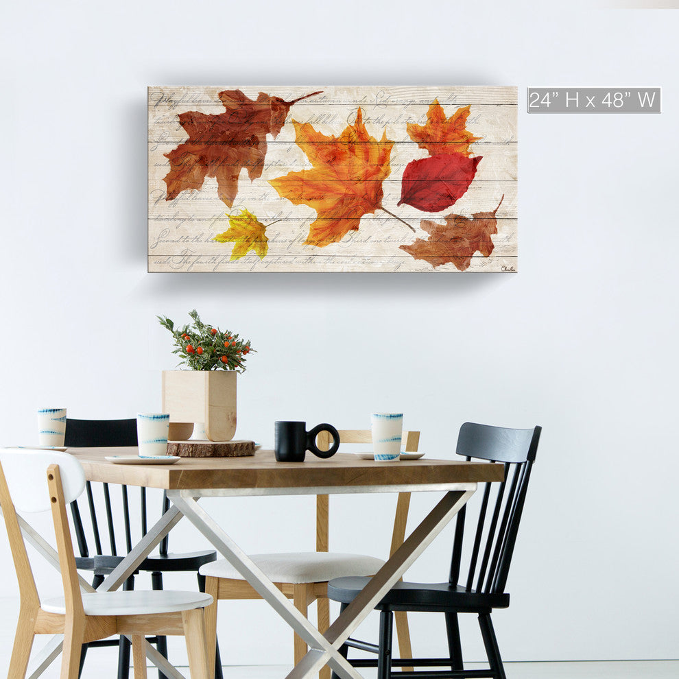 Fall Leaves Wrapped Canvas Harvest Wall Art, 24"x48"