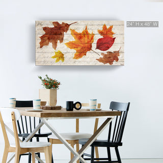 Fall Leaves Wrapped Canvas Harvest Wall Art, 24"x48"