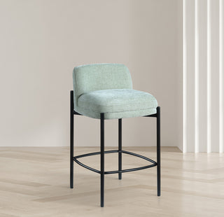 Burton Chenille Fabric Upholstered Stool (Set of 2), Mint