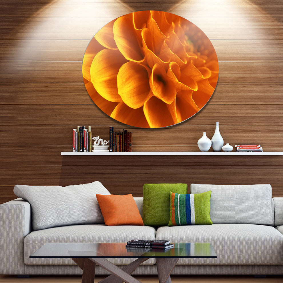 Yellow Abstract Floral Design, Modern Floral Disc Metal Wall Art, 36"