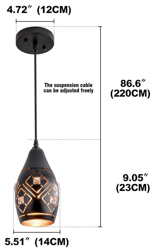 Modern Pendant Light Fixture, Black, Farmhouse