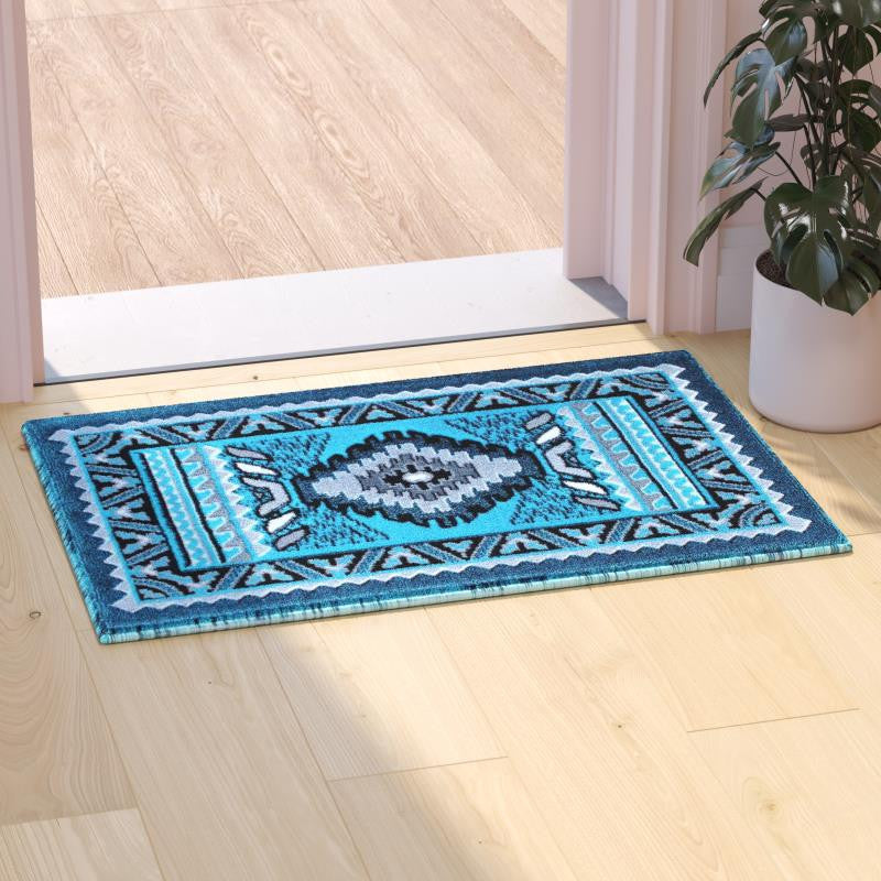 Ventana Collection Southwest Area Rug, Turquoise, 2' X 3'