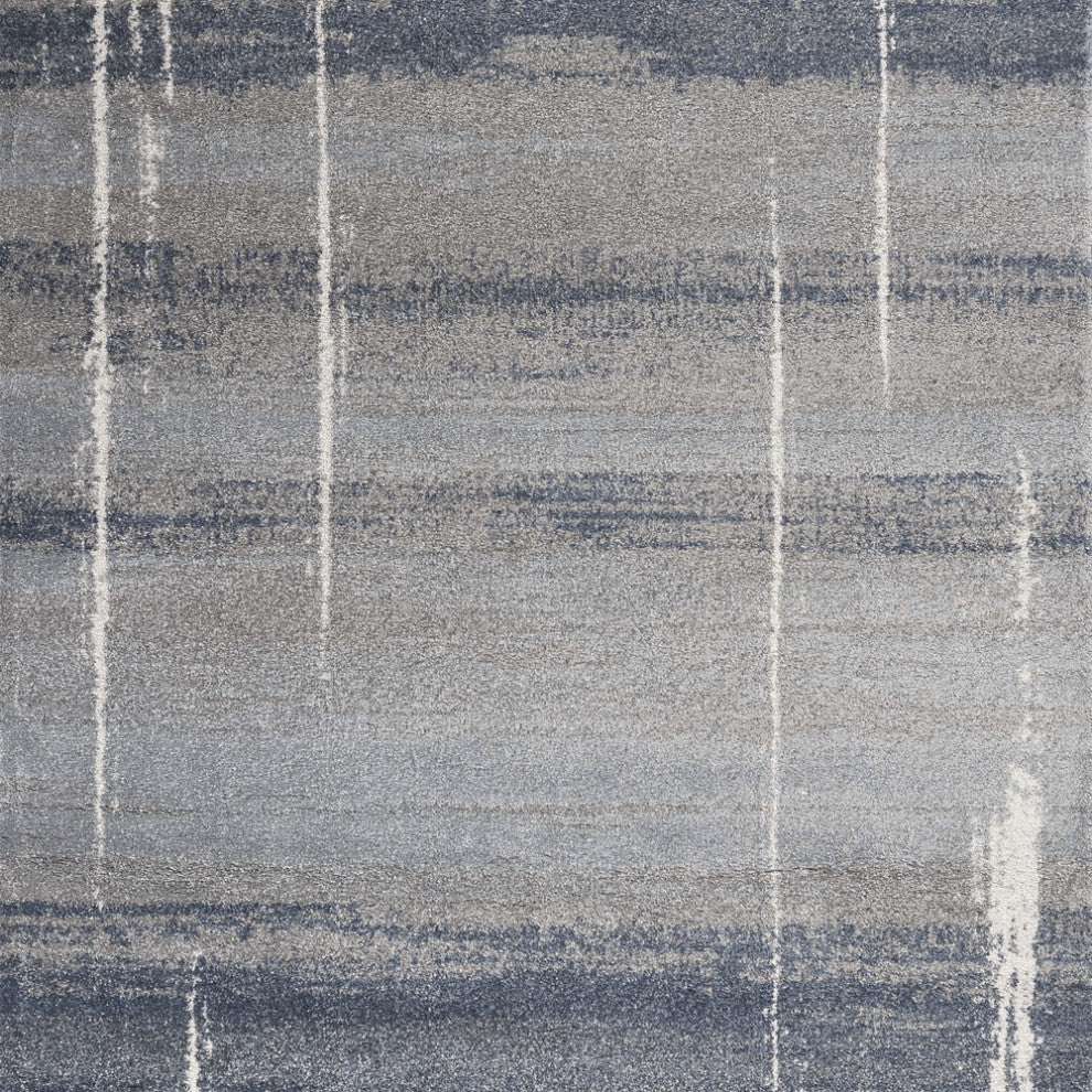5'X8' Blue Grey Machine Woven Abstract Indoor Area Rug