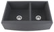 33" x 22" Gray Quartz Double Bowl Farmhouse Apron Kitchen Sink