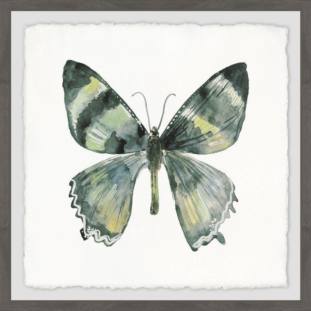 "Green Wings" Framed Painting Print, 18"x18"
