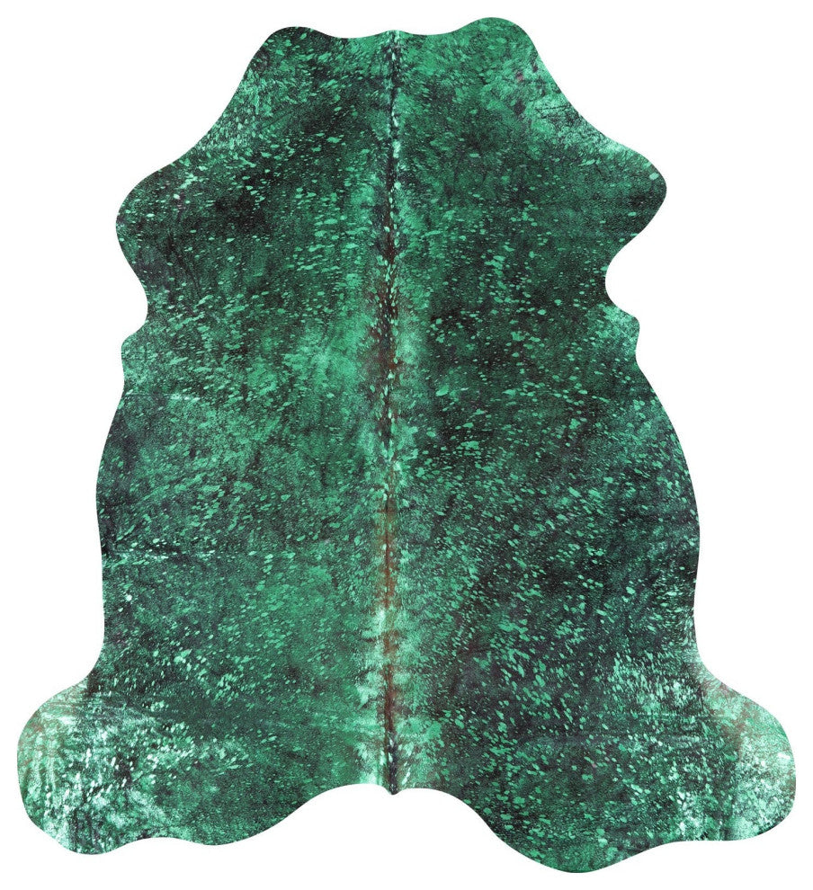 Green Metallic Cowhide Rug 6' 2" X 5' 10" C2141