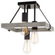 3 Light Rust Semi Flush Ceiling Light, Vintage, Wood, Black