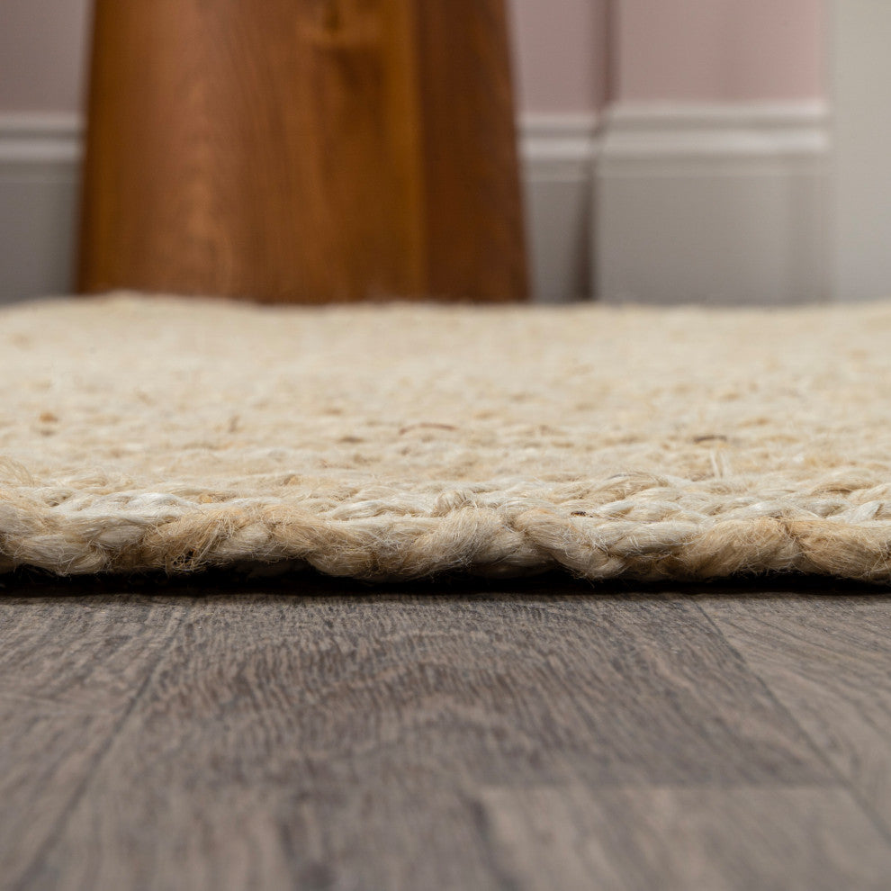 Espina Hand Woven Herringbone Chunky Jute Ivory 8 x 10 Rug