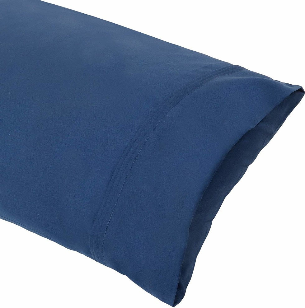 Organic Cotton Pillow Cases, Set of 2, 20"x32", Navy Blue