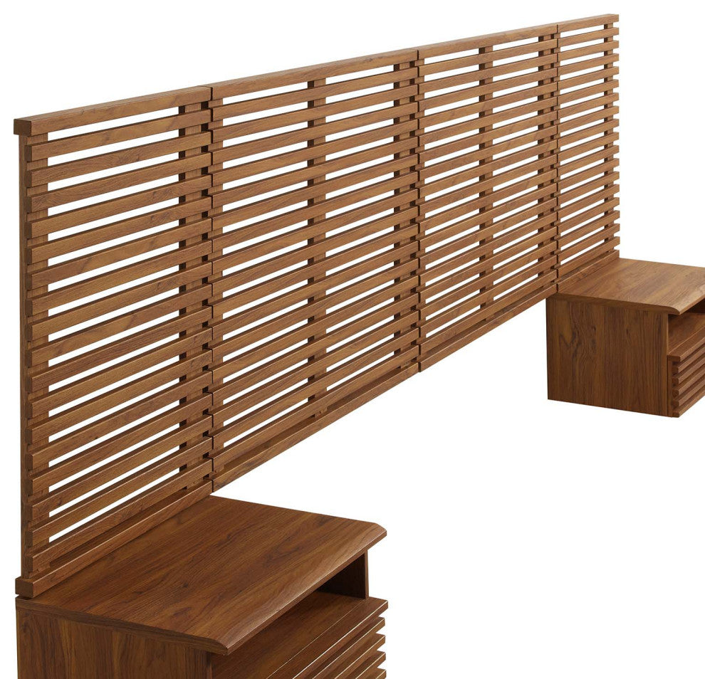 MODWAY Render Wall Mount King Headboard and Modern Nightstands