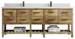 Parker Mango 84" Double Sink Bath Vanity in Natural  2" White Quartz