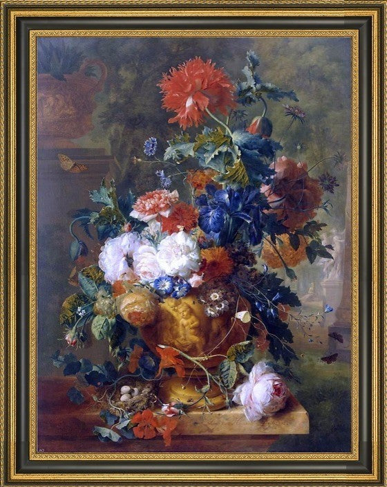Jan Van Huysum Flowers Framed Premium Canvas Print, 18"x24"
