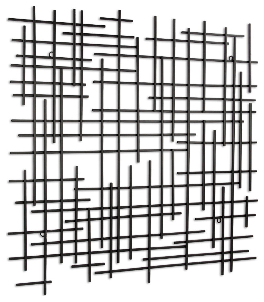 Iquara Small Black Square Metal Wall Art