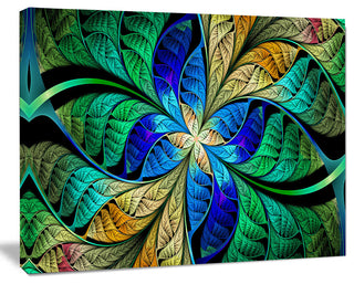 Blue Green Fractal Flower Petals, Abstract Canvas Art Print, 40x30