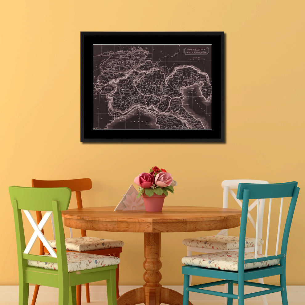 Northern Italy Vintage Vivid Sepia Map Canvas, 16"x21"