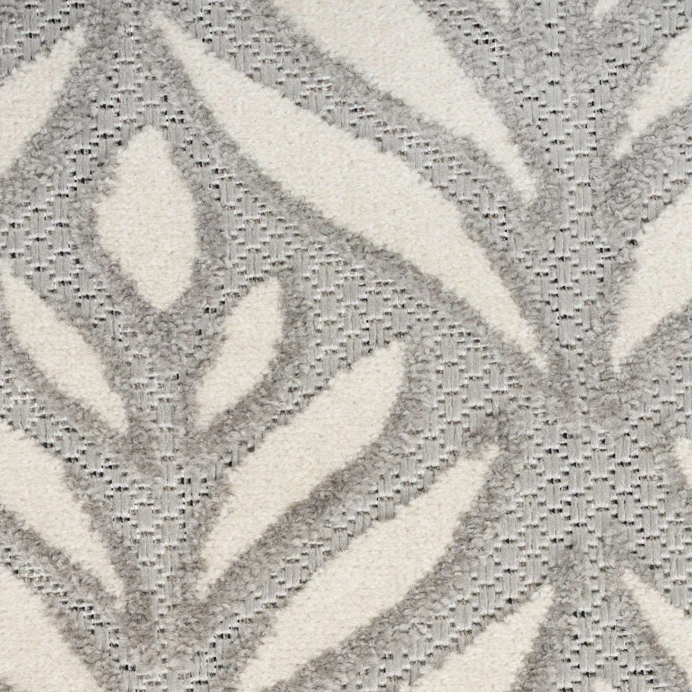 Nourison Aloha 7'10" Round Grey Tropical Area Rug