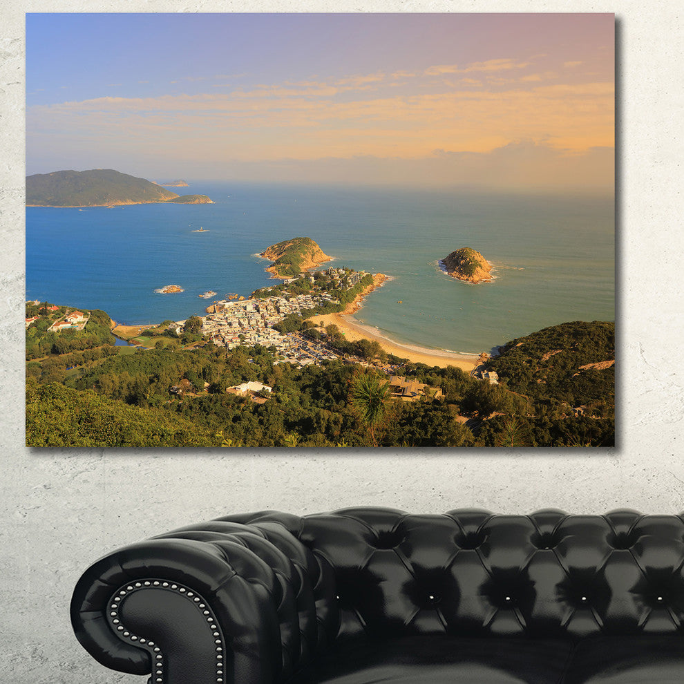Green Tropical Hiking Route, Oversized Seashore Wall Art on Canvas, 60x40