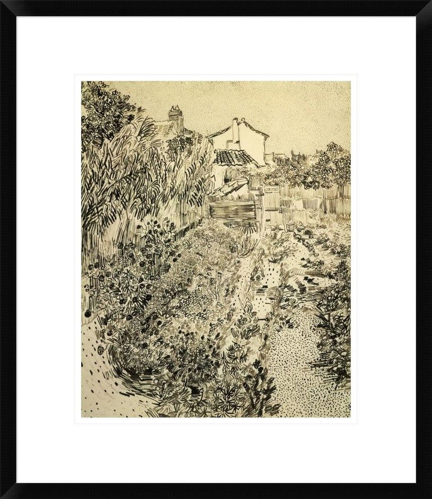 "The Flower Garden" Framed Digital Print by Vincent Van Gogh, 20"x24"