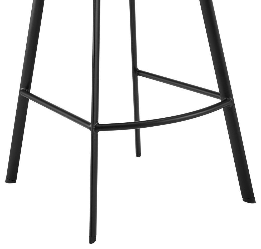 Brigden Black Faux Leather and Black Metal Swivel 30" Bar Stool