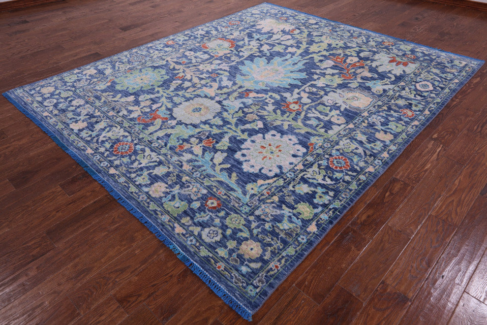 8' 0" X 9' 8" Hand-Knotted Turkish Oushak Wool Rug - Q15584