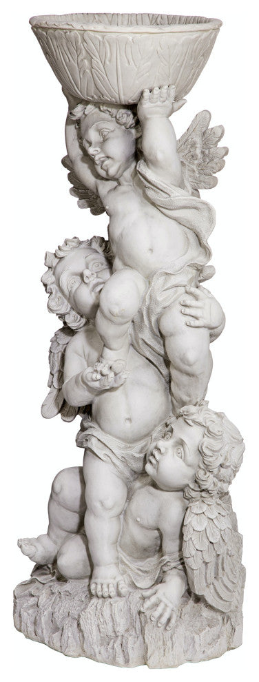 Three Cherubs With Urn Statue