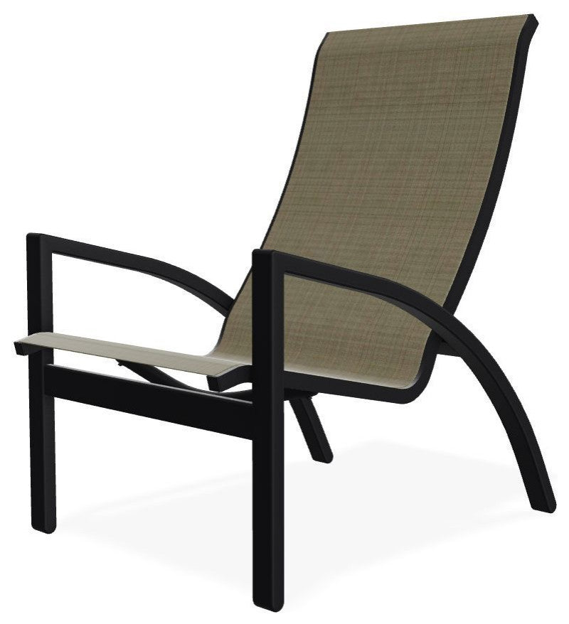 Kendall Sling Stackable Outdoor Lounge Chair, Elevation Stone/Black