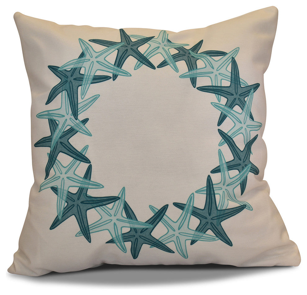 Decorative Holiday Pillow Geometric Print, Teal, 16"x16"