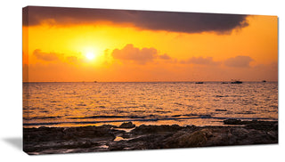 "Beautiful African Rocky Coast" Oversized Beach Canvas Artwork, 32"x16"