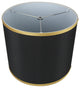 Black with Gold Trim Faux Silk Classic Drum Lampshade, 12"x12"x12"