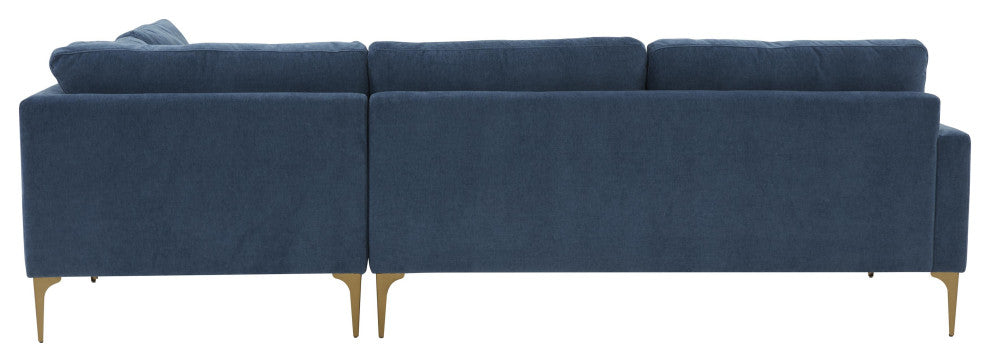 Serena Blue Velvet Large Right Arm Facing Chaise Sectional