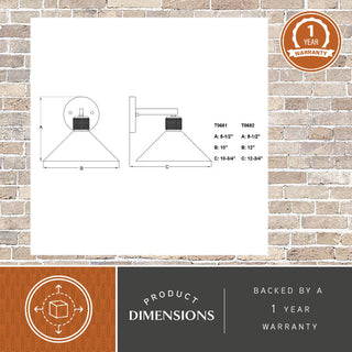 Dunbar 12" Outdoor Wall Light Matte Black and Gold