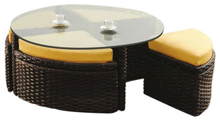 St. Tropez Sushi Table with Ottomans, Canvas
