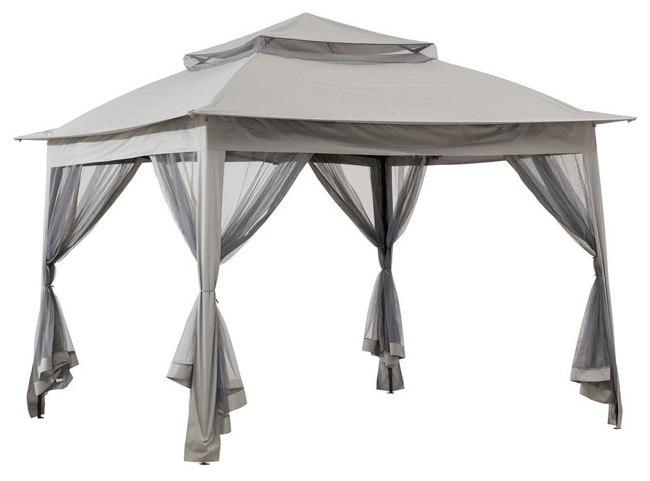 Sunjoy 11 ft. x 11 ft. Gray Pop Up Portable Steel Gazebo