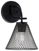 Cavella 1 Light Wall Sconce, Matte Black Finish, 7" Matte Black Mesh Metal Shade