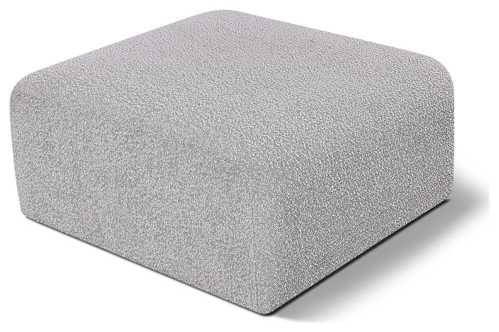 Arc Upholstered Modular Component, Gray, 1-Piece: Ottoman, Boucle Fabric