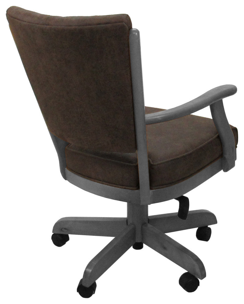 Classic Caster Swivel Dining Chair on Wheels, Solid Wood, Northwest Whiskey - Grey