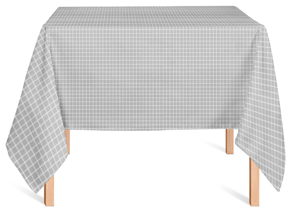 White Lines on Gray 58x58 Tablecloth