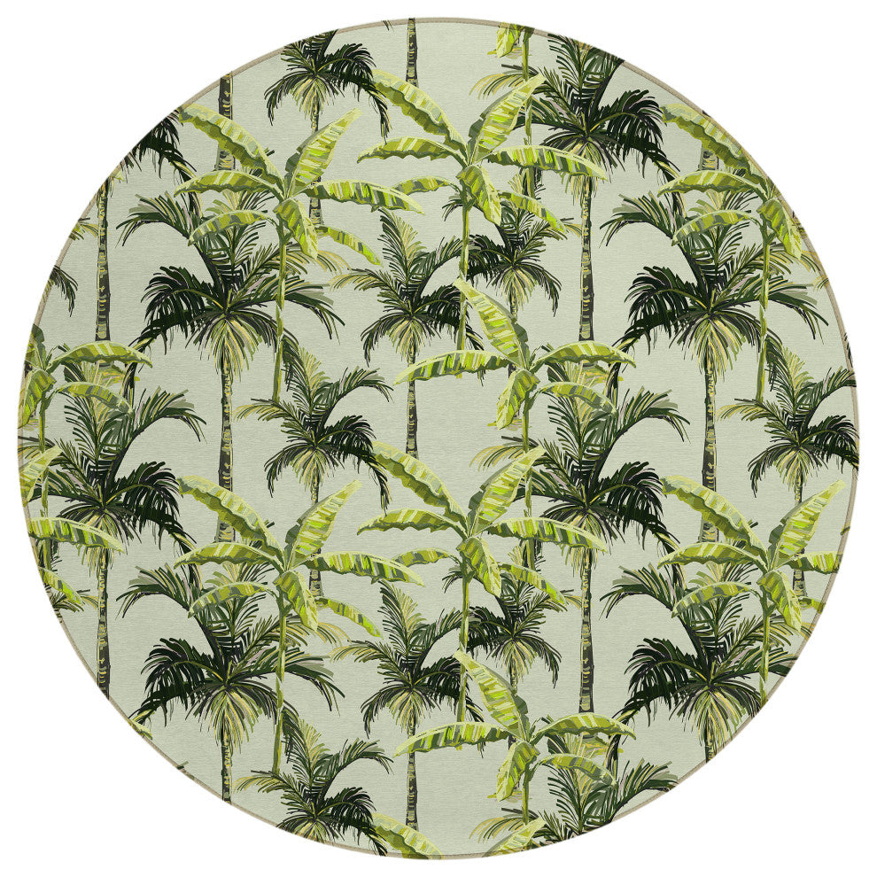 Indoor/Outdoor Tropics TC10 Aloe Machine Washable 8' x 8' Round Rug