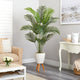 6.5' Golden Cane Artificial Palm Tree, White Planter With Stand