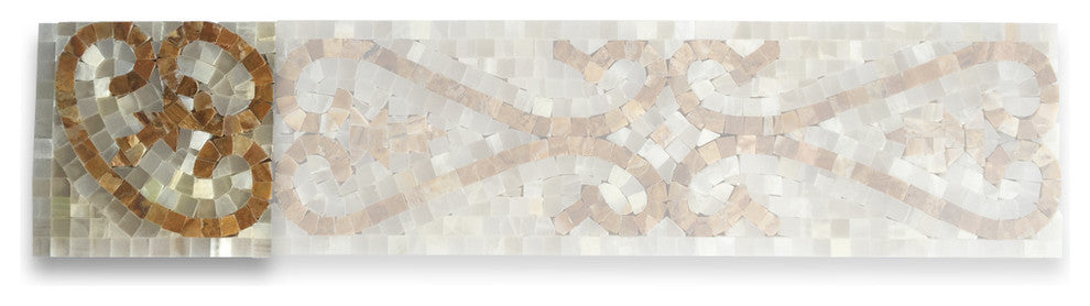 Marble Mosaic Border Decorative Tile Everlasting Onyx White 4.7x4.7, 1 piece